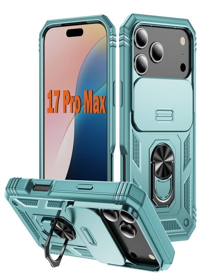 PASNEW Case for iPhone 17 Pro Max with Kickstand & Slide Camera Cover,Military Grade Heavy Duty Full Body Shockproof Hard Shell for iPhone 17Promax,6.9 inch,Green - Image 1