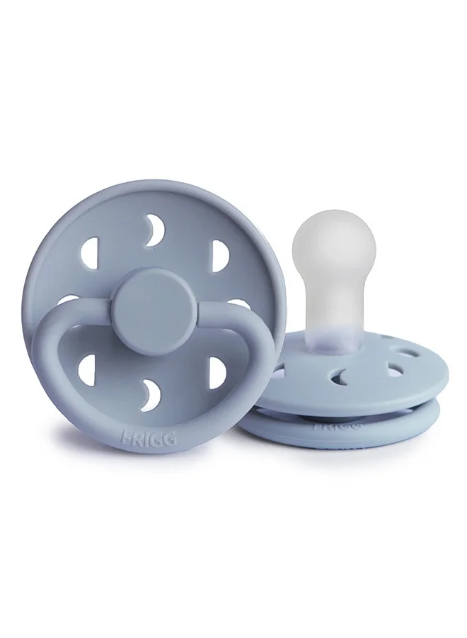 FRIGG Moon Phase Silicone Baby Pacifier 6 To 18 Month Size 2 Powder Blue