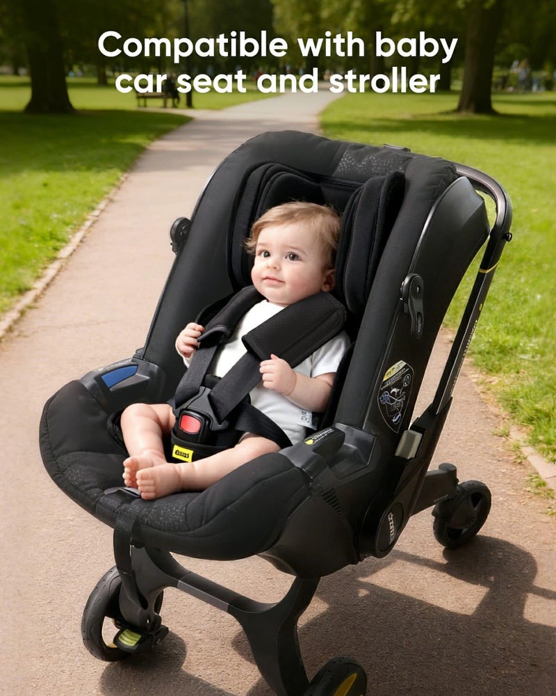 TinlyFinly Infant Insert Compatible with Doona, Graco, Britax, Chicco, Evenflo Car Seat, Adjustable Baby Head Body Support Cushion for Newborn to Toddler, Fits Infant Car Seat and Stroller (Black) - Image 2
