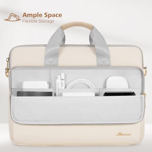 KIZUNA Laptop Sleeve Case 14 Inch Computer Shoulder Bag for 15" MacBook air M3 M2/Lenovo IdeaPad Slim 3i/IdeaPad Flex 5/15.4 MacBook Pro/14 Yoga Slim Pro X/14.4" Surface Laptop Studio 2/HP/Dell,Beige - Image 2