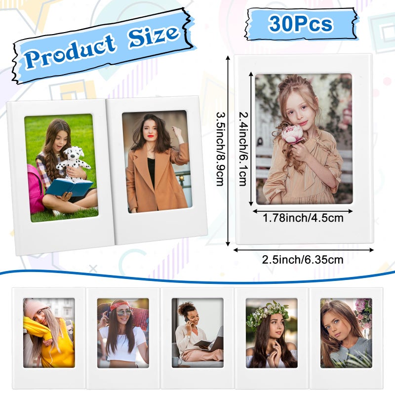 Pafeooui 30 Pack Mini Magnetic Picture Frames, 2x3 Inch Small Table Photo Holders For Fridge, Whiteboard, Locker Decor White - Image 2