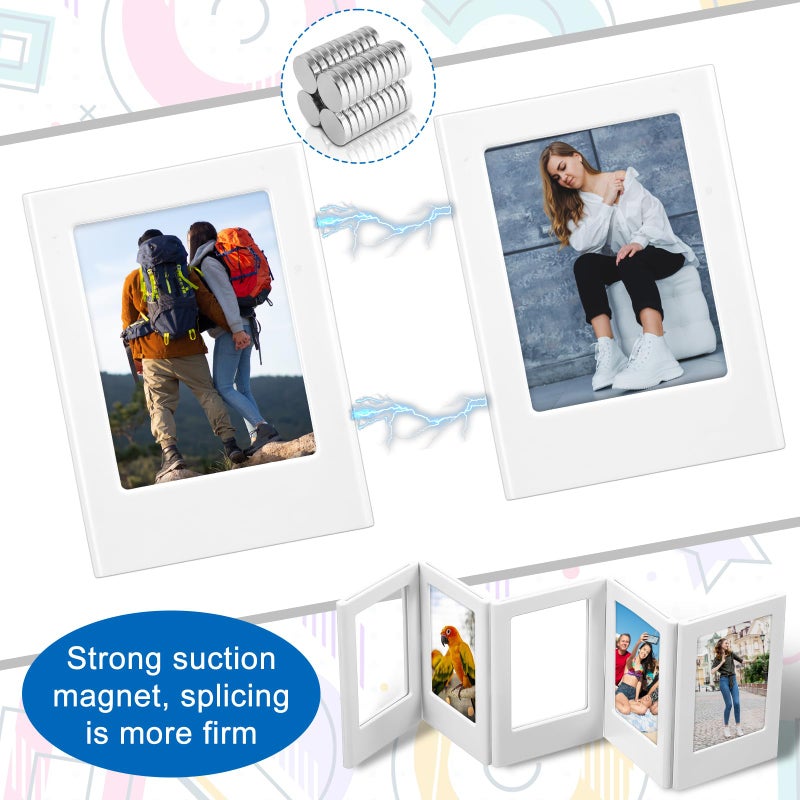 Pafeooui 30 Pack Mini Magnetic Picture Frames, 2x3 Inch Small Table Photo Holders For Fridge, Whiteboard, Locker Decor White - Image 4