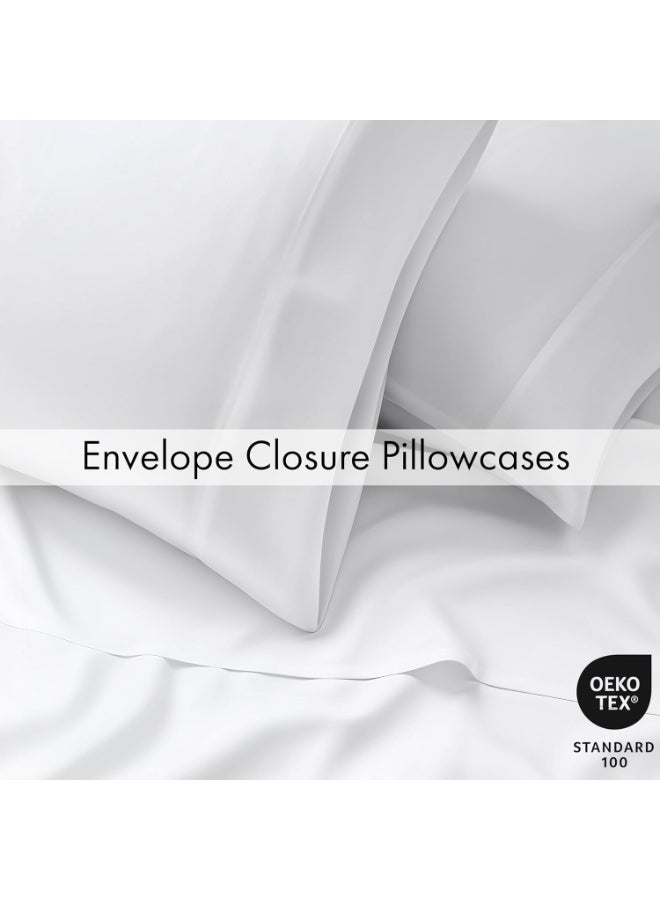 RUVANTI 6 Pcs Cotton Sheets - 100% Natural Cotton Soft, Lightweight & Breathable Crispy Percale Bed Sheets, Queen Sheet Set 16" Deep Pockets, Bright White - Image 3