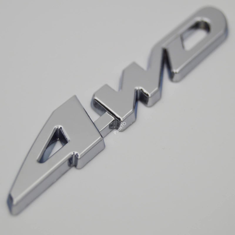 Chrome Metal 3D 4WD Emblem Badge with PreAdhesive for Honda Passport and Toyota 4Runner Tacoma and Subaru Crosstrek and Nissan Frontier Tina Exterior Performance Trim Decal