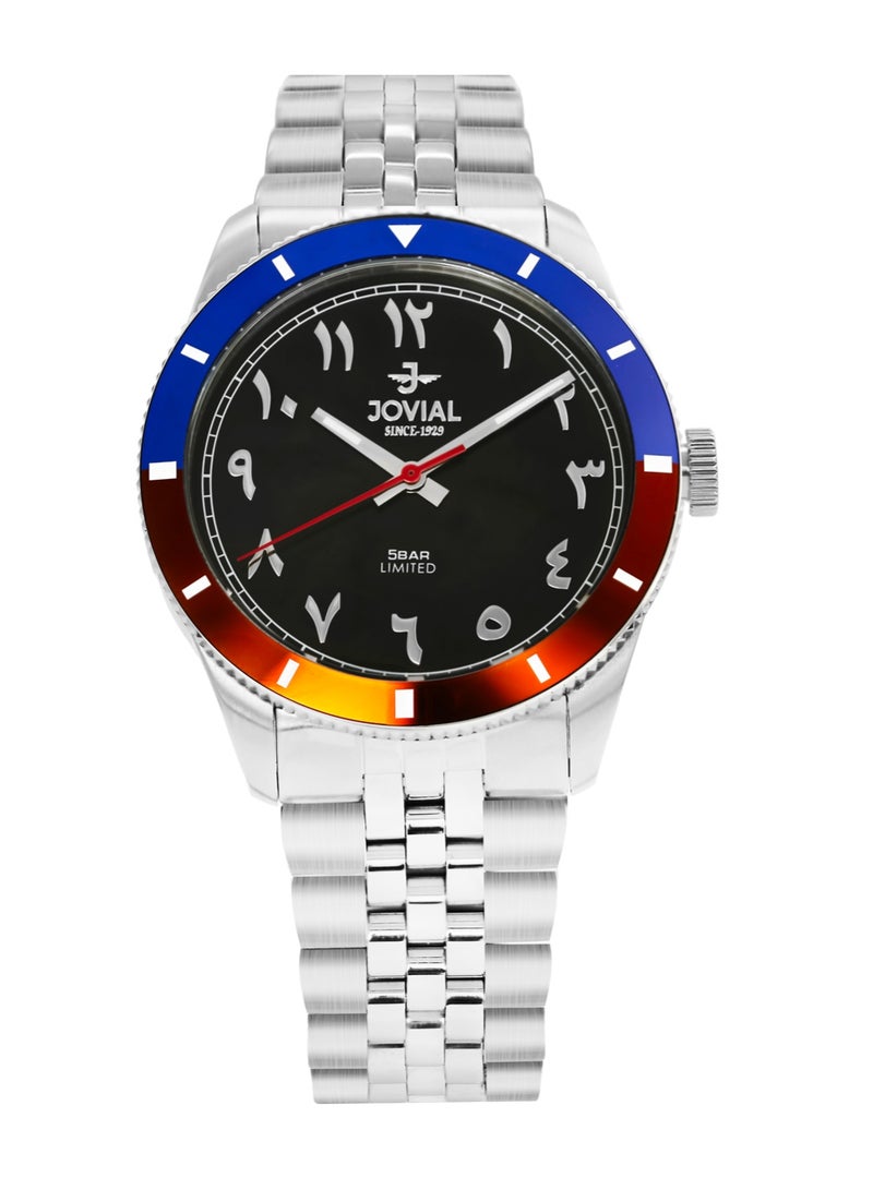 Jovial JOVIAL 1513GSMQ03RD Men's Stainless Steel Watch, Black Dial, Eastern Arabic Numerals, 5 BAR Water Resistant, Limited Edition, Analog - Image 1