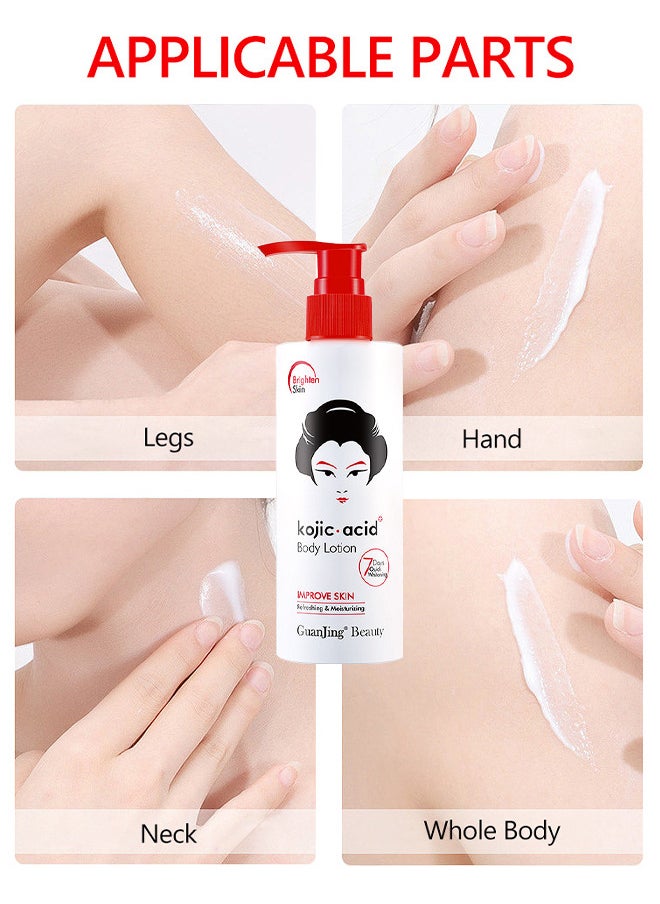 GUANJING - Kojic Acid Body Lotion For Dull Or Sallow Skin Tone, Remove Melanin Improve The Sallow And Uneven Skin Enhance Its Whitening Ability Keeping Fair, Smooth, Moisturized And Elastic - Image 1