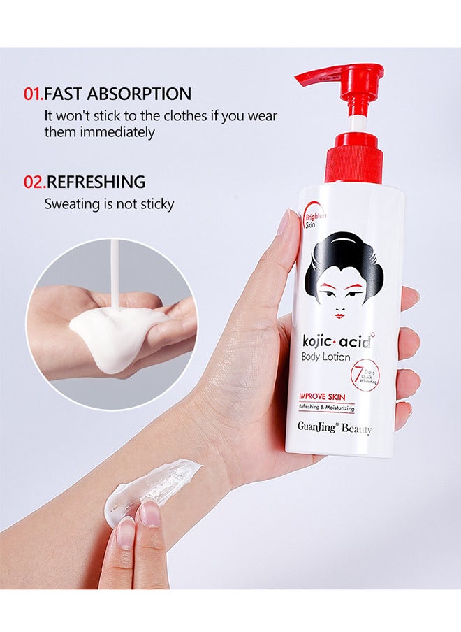 GUANJING - Kojic Acid Body Lotion For Dull Or Sallow Skin Tone, Remove Melanin Improve The Sallow And Uneven Skin Enhance Its Whitening Ability Keeping Fair, Smooth, Moisturized And Elastic - Image 1