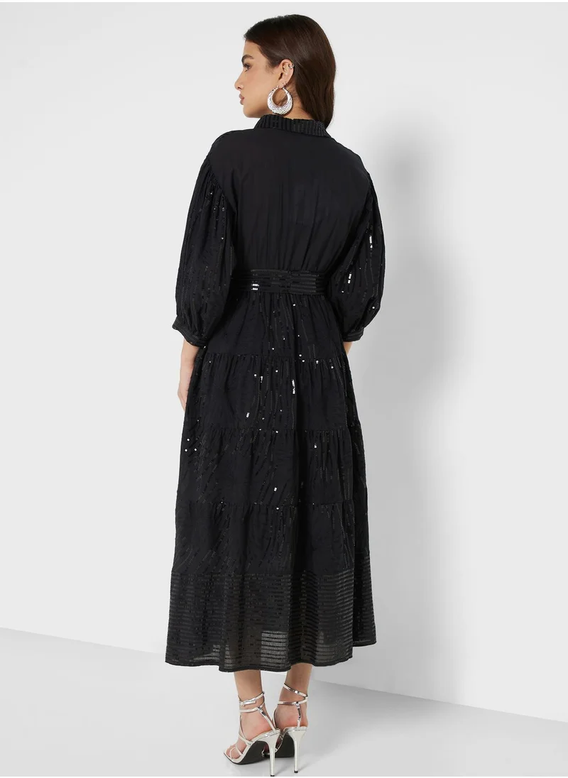 نوكتورن Embroidered Tiered Dress