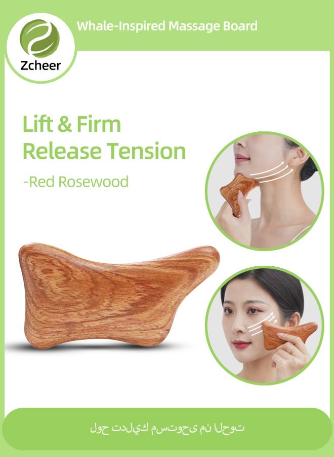 Zcheer Rosewood Gua Sha Tool – Wooden Massage Board for Face, Neck, Back, Legs, Arms, 4D Ergonomic Curve Design for Lifting & Tightening, Anti-Puffiness, Lymphatic Drainage, Acupressure Therapy, Skin Care Massager with Storage Pouch - Image 1