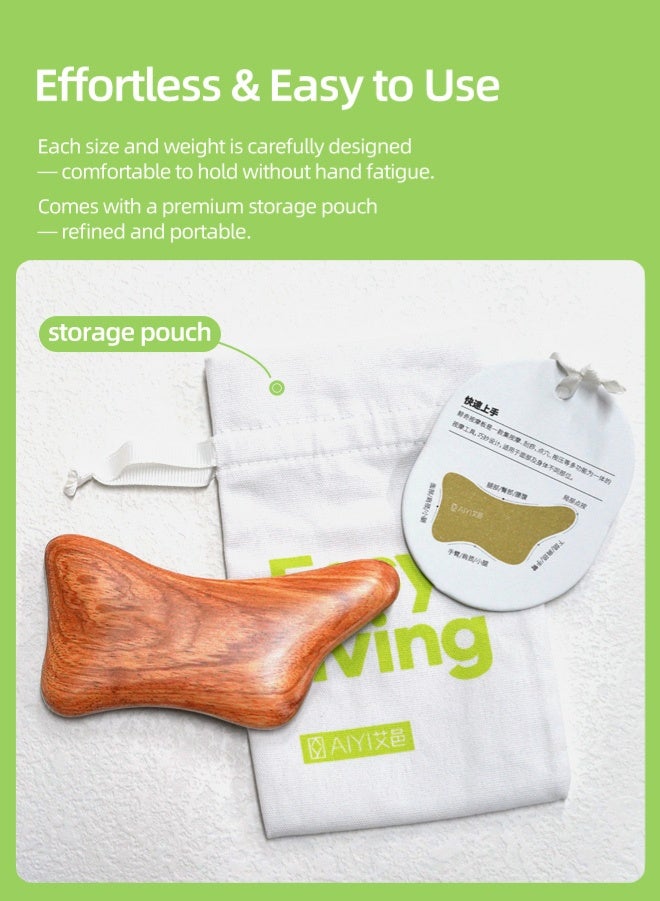Zcheer Rosewood Gua Sha Tool – Wooden Massage Board for Face, Neck, Back, Legs, Arms, 4D Ergonomic Curve Design for Lifting & Tightening, Anti-Puffiness, Lymphatic Drainage, Acupressure Therapy, Skin Care Massager with Storage Pouch - Image 5