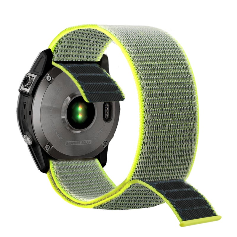 Abanen Hook and Loop Quick Dry Watch Band for Fenix 7X / 6X / 5X, 26mm Woven Nylon Ultralight Sport Wristband Strap for Garmin Fenix 6X Pro/Sapphire, 5X Plus, Enduro (Bright Green) - Image 3