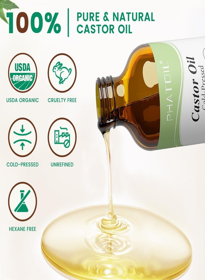 PHATOIL Organic Cold Pressed Castor Oil, 118 ml (4 fl.oz) Glass Bottle, USDA Certified Organic, Rich in Omega Fatty Acids, Ideal for Hair Growth, Eyebrows, Lashes, and Skin Care - Image 2
