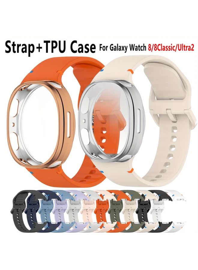 Midnight Blue Silicone Strap TPU Case For Samsung Galaxy Watch 8 Classic 46mm - Image 2
