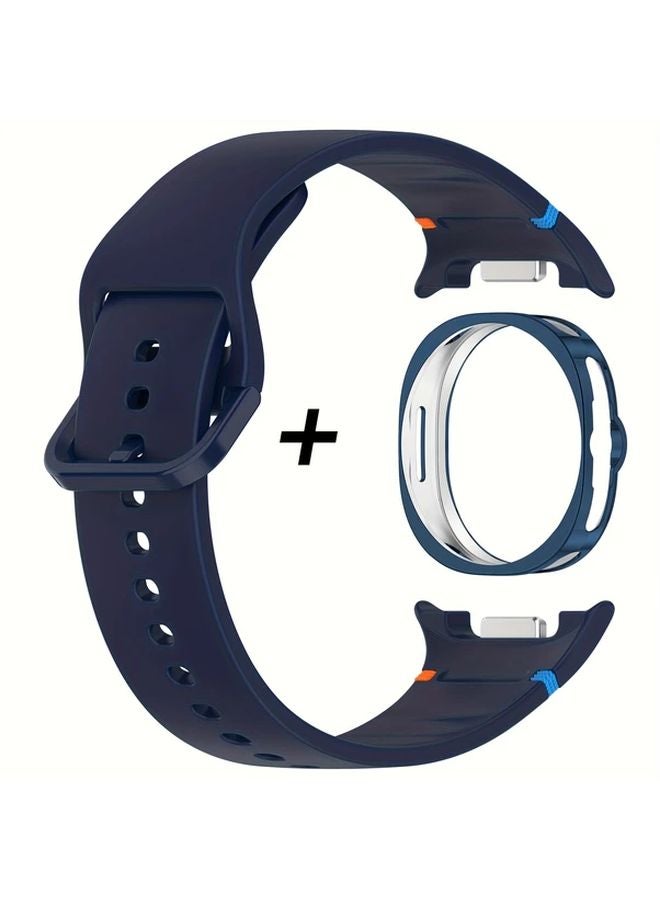 Midnight Blue Silicone Strap TPU Case For Samsung Galaxy Watch 8 Classic 46mm - Image 1