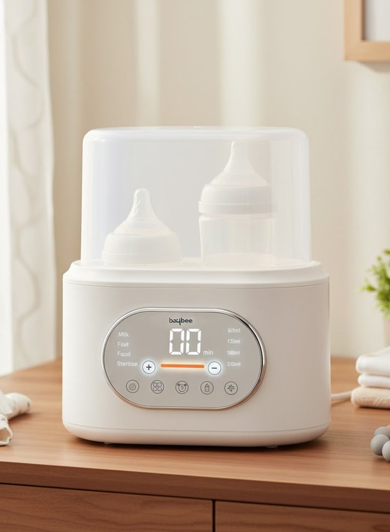 BAYBEE 10-in-1 Baby Double Bottle Warmer for Baby Milk & Food | Electric Double Bottle Sterilizer & Heater with LED Touch, Timer, Auto Shut-Off, Night Light | Baby Bottle Warmer for Breastmilk, Food Heating, Defrosting & Sterilizing with BPA-Free - Image 1