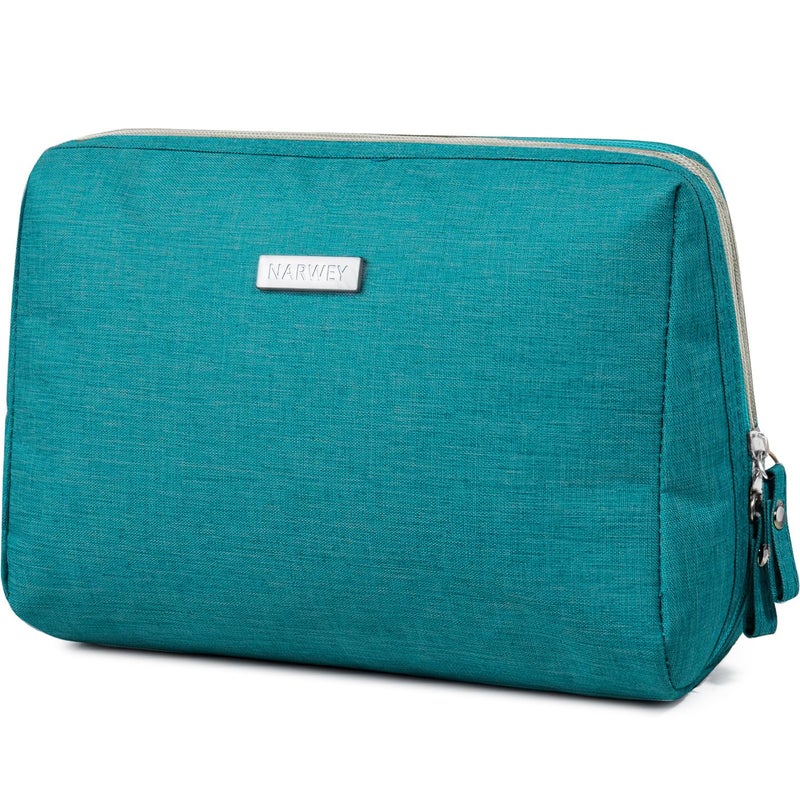 Narwey Makeup Bag Travel Cosmetic Bag Organizer Toiletry Bag Make Up Bags with Compartments for Women Girls (Large, Teal)