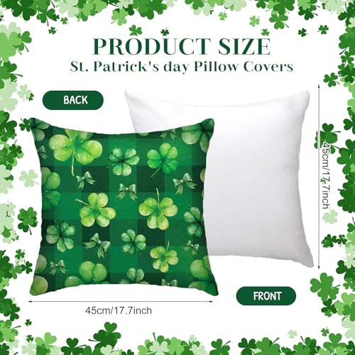 SmoothNovelty 8 Pcs 18x18 Inch St Patrick Pillow Covers St Patrick Decor Throw Pillow Covers Set of 8 Green Irish Shamrock Decorative Couch Cushion Pillowcase Room Bedroom Sofa Holiday Decor - Image 3