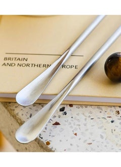Generic Coffee stirrer spoon-Natural raw stone 304 stainless steel round coffee stirrer spoon  - Image 3