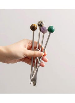 Generic Coffee stirrer spoon-Natural raw stone 304 stainless steel round coffee stirrer spoon  - Image 4