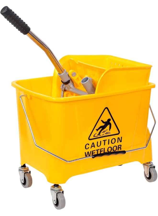 PROMASS Mop Bucket with Wheel and Wringer - 20 Liters, Yellow… - Image 1
