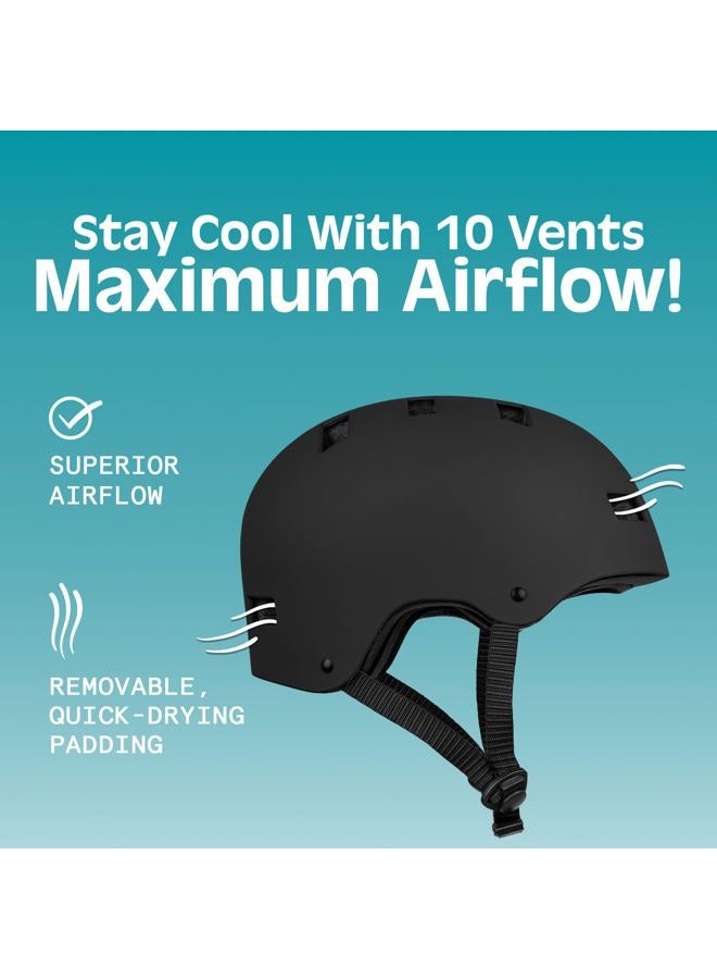 Retrospec Dakota Bicycle/Skateboard Helmet for Adults - Commuter, Bike, Skate, Scooter, Longboard & Incline Skating - Highly Protective & Premium Ventilation- Large - Matte Black, 4271 - Image 4