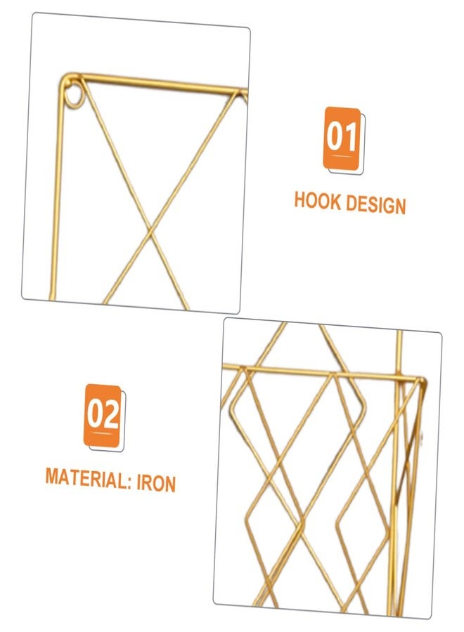 Yardenfun Wall Mounted Books Storage Rack Gold Wire Magazine Holder and Book Organizer for Home Office Desk 10.23X9.84X2.75In - Image 3