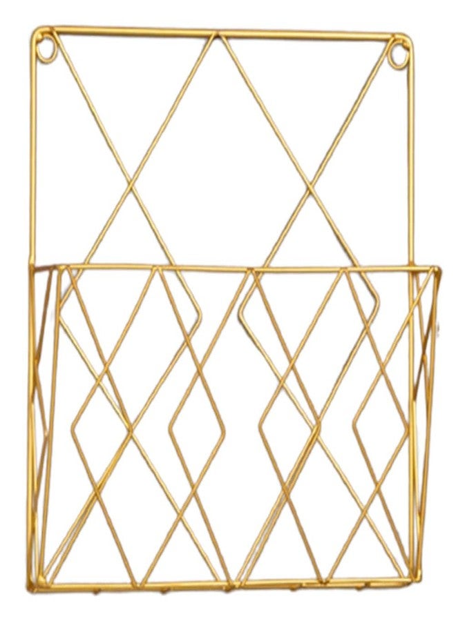 Yardenfun Wall Mounted Books Storage Rack Gold Wire Magazine Holder and Book Organizer for Home Office Desk 10.23X9.84X2.75In - Image 1