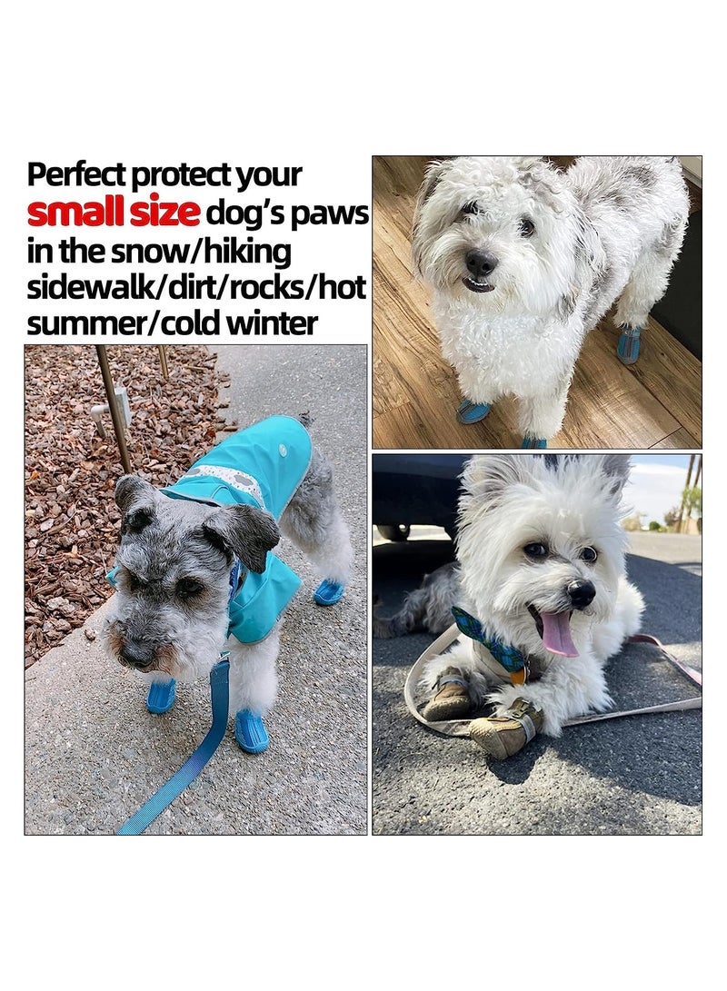 Dog Shoes 4 Pcs Size 2 Anti Slip Breathable Waterproof Dog Booties Boot Paw Protector for Small Dog Dog Hiking Shoes with Reflective Adjustable Strap Zipper Puppy Shoe for Hot Pavement Winter Snow