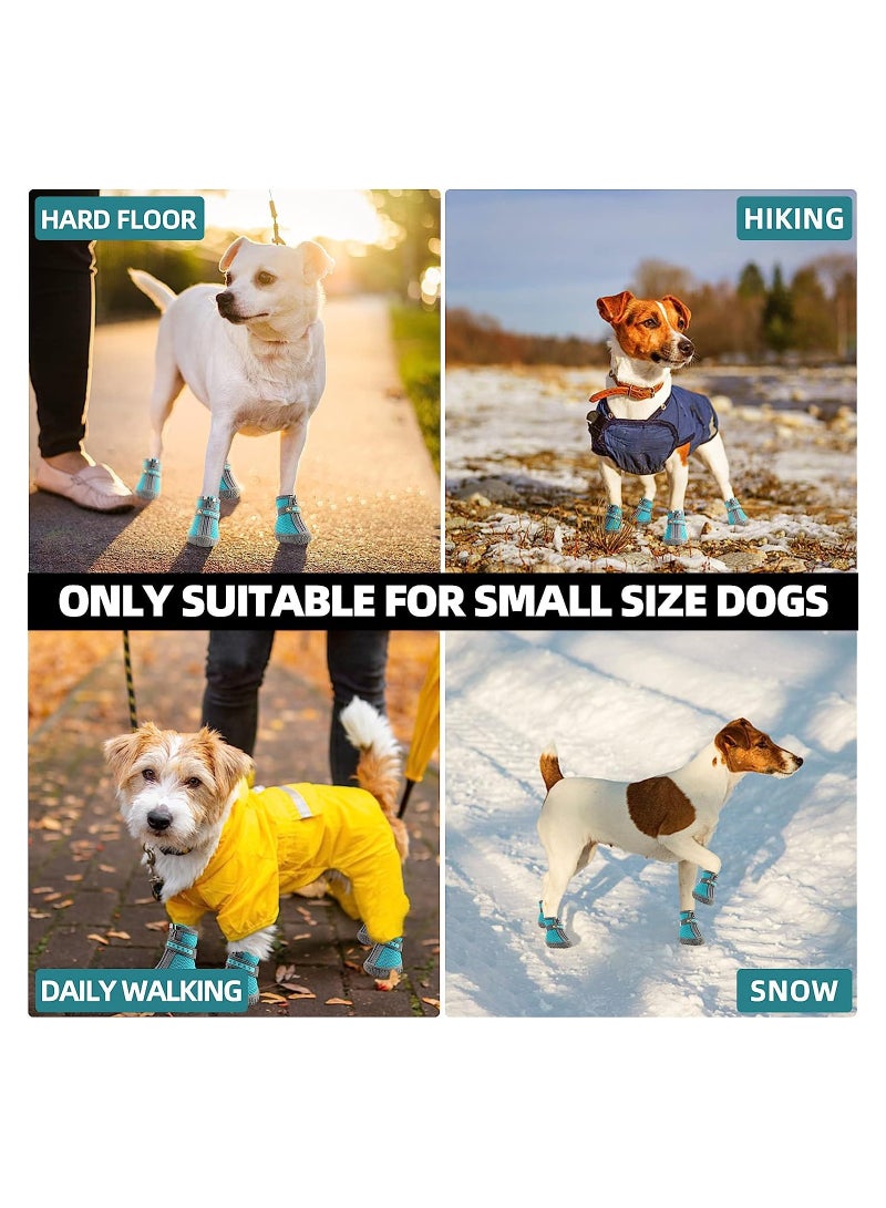 Dog Shoes 4 Pcs Size 2 Anti Slip Breathable Waterproof Dog Booties Boot Paw Protector for Small Dog Dog Hiking Shoes with Reflective Adjustable Strap Zipper Puppy Shoe for Hot Pavement Winter Snow