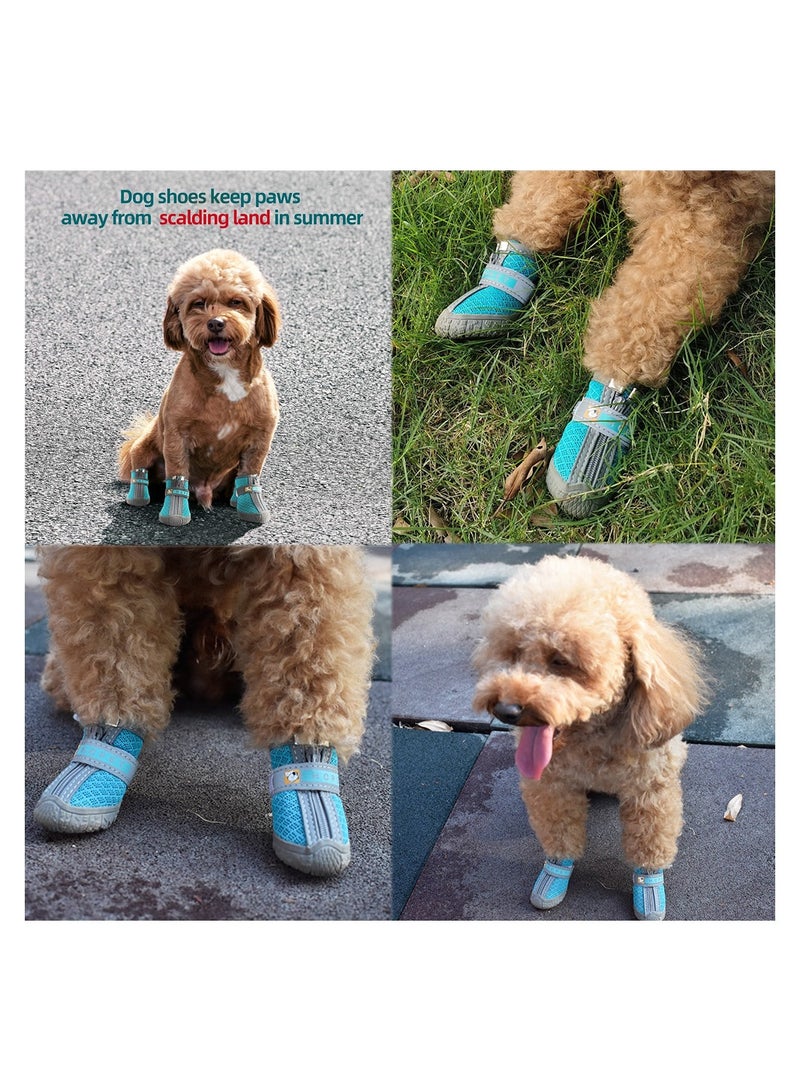 Dog Shoes 4 Pcs Size 2 Anti Slip Breathable Waterproof Dog Booties Boot Paw Protector for Small Dog Dog Hiking Shoes with Reflective Adjustable Strap Zipper Puppy Shoe for Hot Pavement Winter Snow