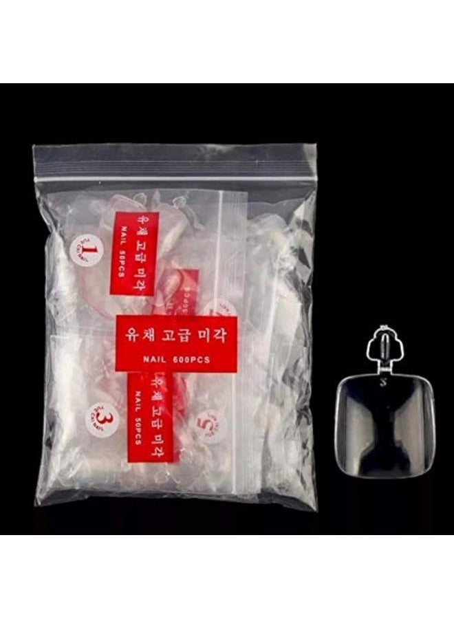 DNHCLL 600 PCS 12 Sizes False Toenails Full Cover Artificial French Acrylic Toenails for Nail Salons and DIY Nail Art (Transparent) - Image 1