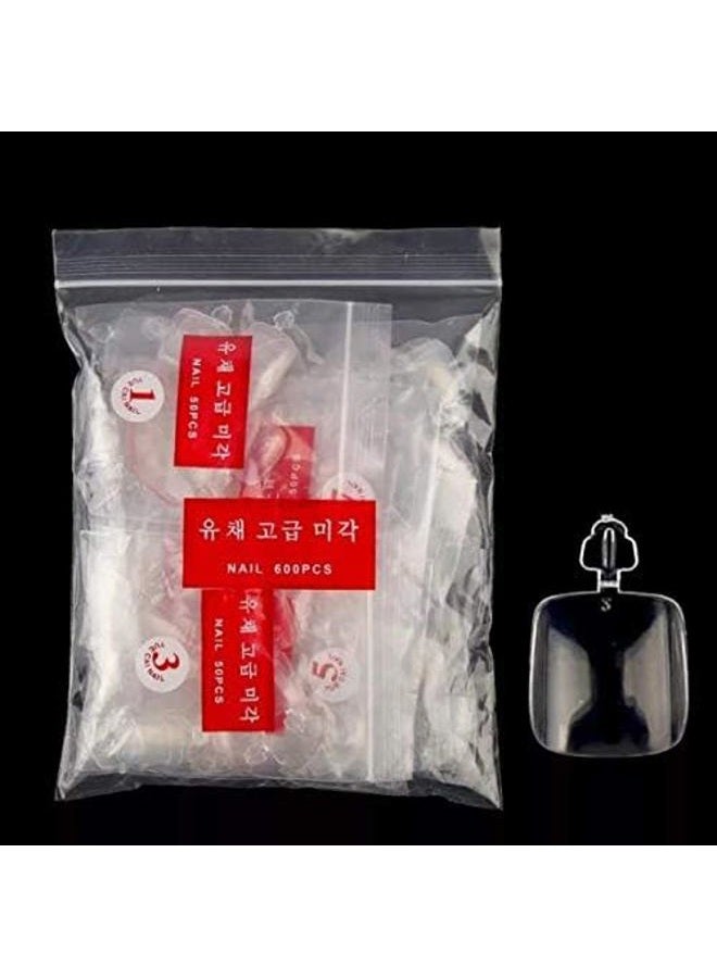 DNHCLL 600 PCS 12 Sizes False Toenails Full Cover Artificial French Acrylic Toenails for Nail Salons and DIY Nail Art (Transparent) - Image 2