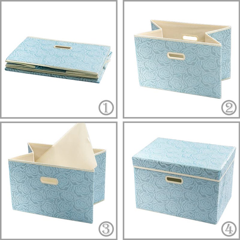 PRANDOM Larger Collapsible Storage Cube with Lid [1-Pack] Fabric Decorative Storage Bins Box Organizer Container Basket with Cover Handles for Bedroom Closet Living Room 17.7x11.8x11.8 Inch - Image 4
