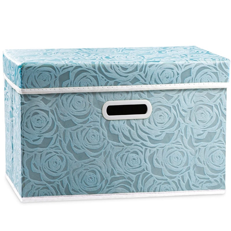 PRANDOM Larger Collapsible Storage Cube with Lid [1-Pack] Fabric Decorative Storage Bins Box Organizer Container Basket with Cover Handles for Bedroom Closet Living Room 17.7x11.8x11.8 Inch - Image 1