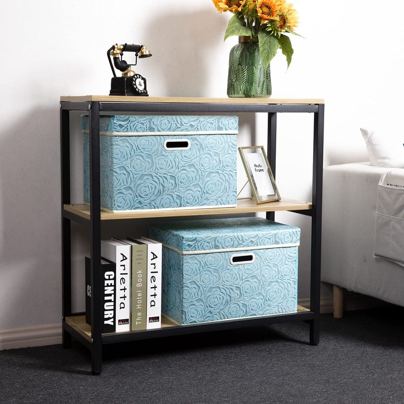 PRANDOM Larger Collapsible Storage Cube with Lid [1-Pack] Fabric Decorative Storage Bins Box Organizer Container Basket with Cover Handles for Bedroom Closet Living Room 17.7x11.8x11.8 Inch - Image 2