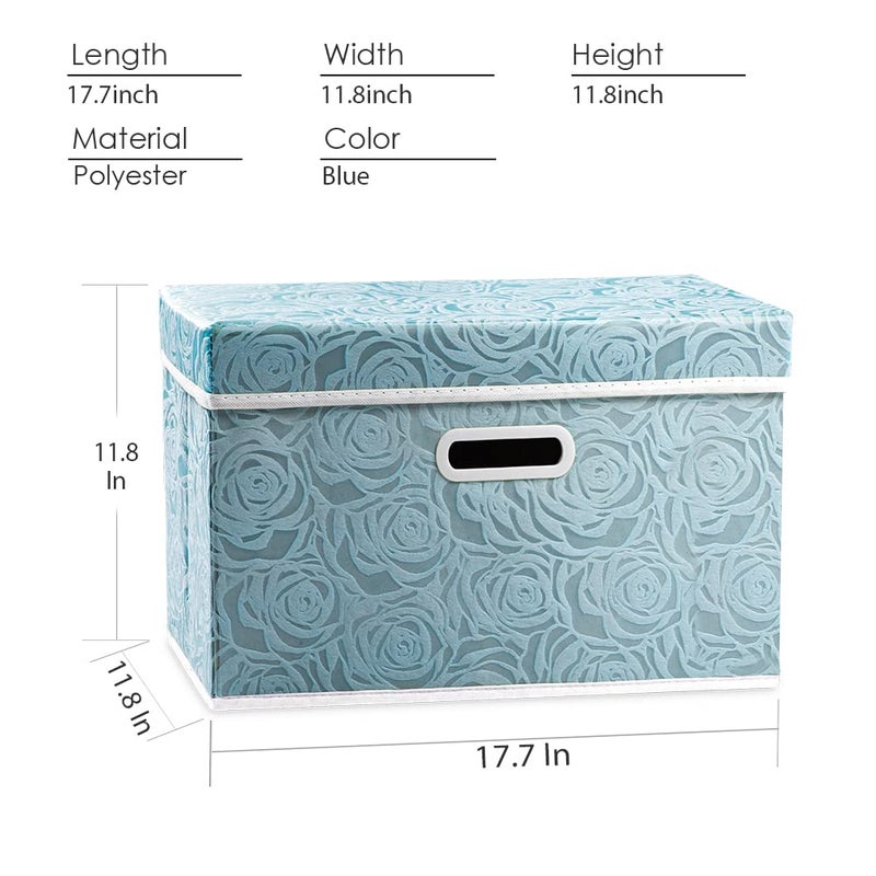 PRANDOM Larger Collapsible Storage Cube with Lid [1-Pack] Fabric Decorative Storage Bins Box Organizer Container Basket with Cover Handles for Bedroom Closet Living Room 17.7x11.8x11.8 Inch - Image 5