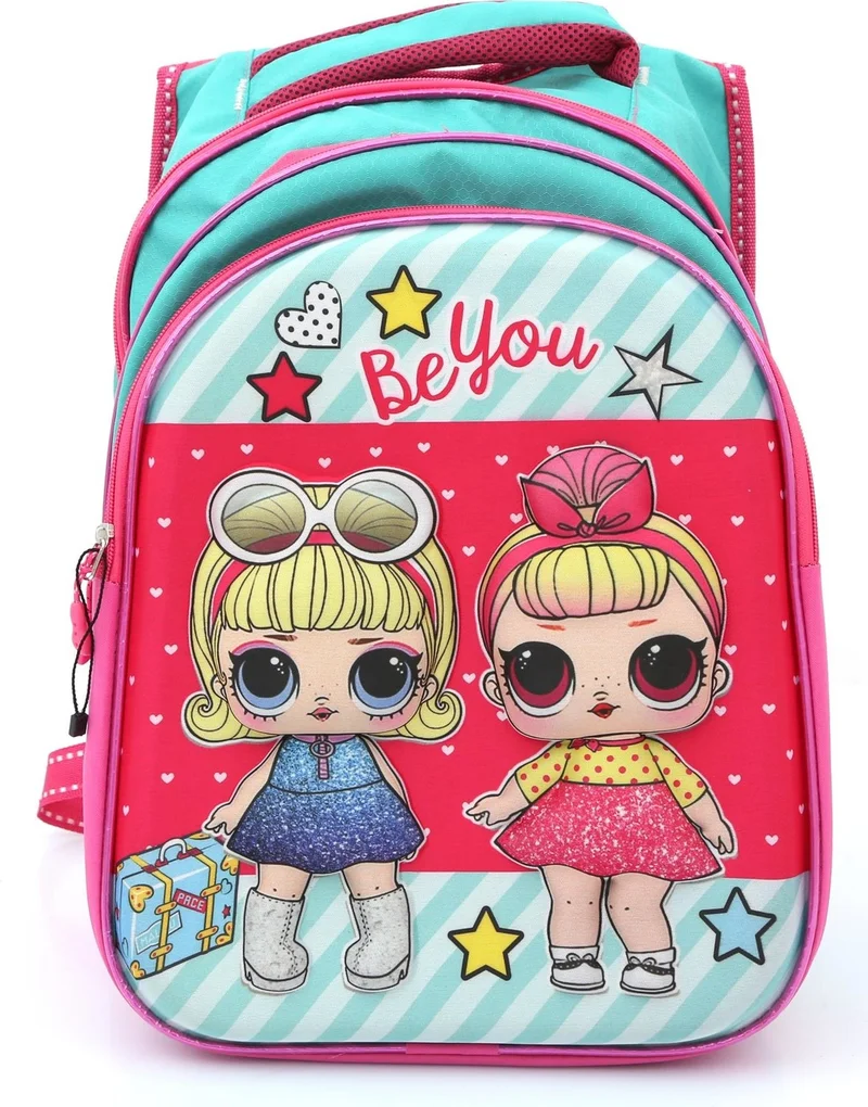 ماشو تريند Embossed Lol Doll Printed Pink Bag + Nutrition + Water Bottle - School Bag - Lol Doll Bag