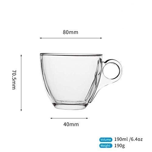 Varahry 190 ml Round Transparent Glass TeaCoffee Cup Idel for Office Home Cafe Gift Set - Image 2