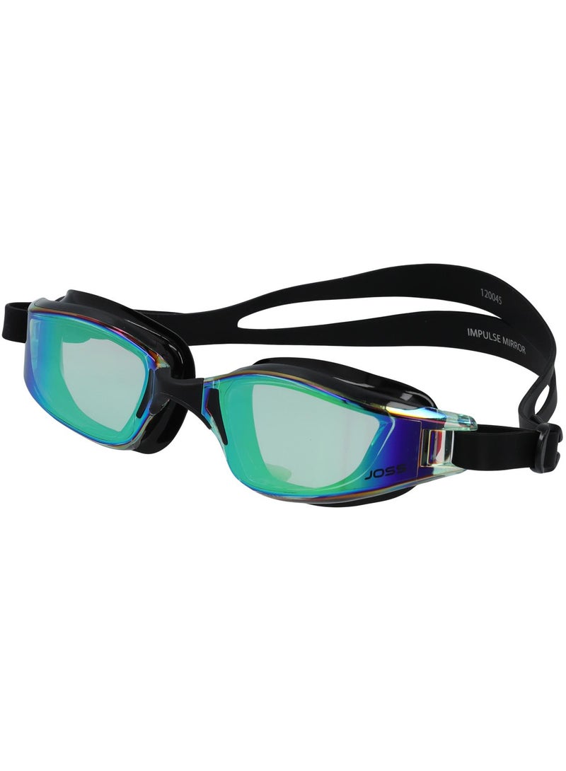 Joss Impulse Mirror Green/Black Adult Swimming Goggles  Uv Protection, Anti-Fog, Panoramic Lenses, Adjustable Nose Bridge, Secure Fit For Swimmers - Image 1