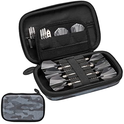 Casemaster by GLD Products Sentinel 6 Dart Case, Holds Extra Accessories, Tips, Shafts and Flights, Compatible With Steel and Soft Tip Darts, Impact & Water Resistant Tactech Shell, Black Camo - Image 1