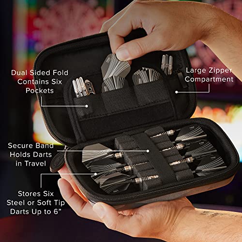 Casemaster by GLD Products Sentinel 6 Dart Case, Holds Extra Accessories, Tips, Shafts and Flights, Compatible With Steel and Soft Tip Darts, Impact & Water Resistant Tactech Shell, Black Camo - Image 3