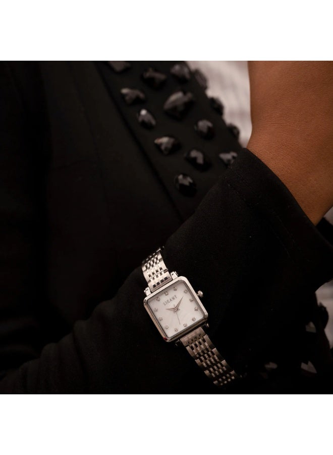 LIGANT Luxury Women's Stainless Steel Watch in Silver - Elegant Modern Design - Rust Resistant Metallic Wristwatch for Events & Daily Wear - Image 2