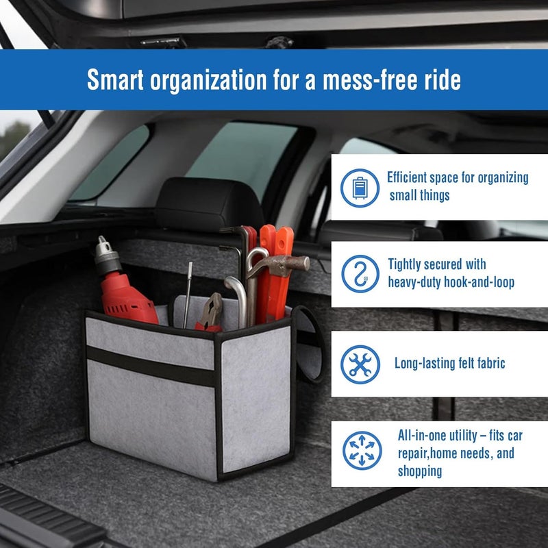 JVCV Felt Car Trunk Boot Organizer, Car Storage and Organizer Anti Slip Car Accessories Organizer for Car, Suv, Sedan, Truck, Minivan Anti Slip Bottom (SMALL - Light Grey), Automobiles - Image 5