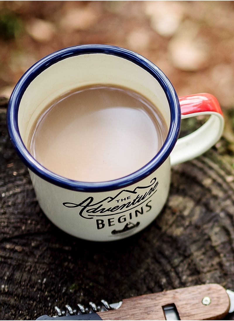 GENTLEMEN'S HARDWARE Enamel Mug - Cream Adventure Begins 13.5 fl oz  - Image 1