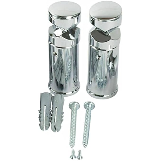 TWO SINGLE CHROME BRACKETS FOR TOWEL RAIL RADIATOR CURVED OR FLAT ABS PLASTICS - Image 1