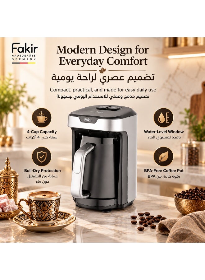 Fakir Turkish Coffee Maker with Anti-Overflow System, 4 Cups, Silver - Image 2