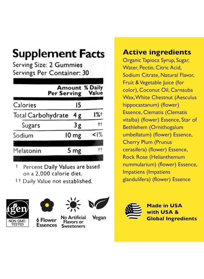 RESCUE Bach RESCUE PLUS Melatonin Sleep Gummies, Natural Strawberry Flavor, Sleep Aid, Dietary Supplement, Vegan, Gluten-Free, No Artificial Flavors, Colors or Sweeteners, 3 Pack, 180 Count Total - Image 3