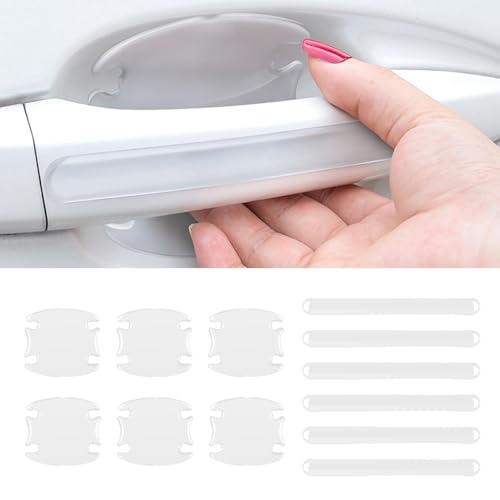 INSAUTO 12Pcs Car Door Handle Scratch Protector，Non-Marking Auto Door Handle Protective Film, Universal for Most Car Handles (Clear) - Image 1