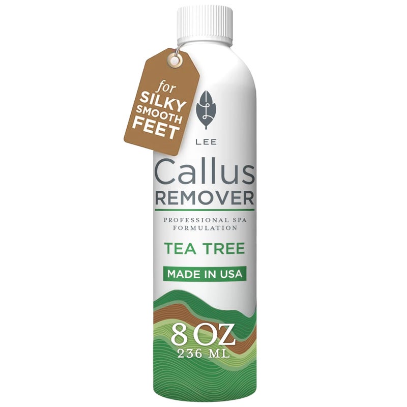 Lee Beauty Professional Callus Remover for Feet Tea Tree Powerful Formulation Extra Strength Gel Home Pedicure Foot Spa Results Cracked Dead Dry Skin Supplies 8 Oz
