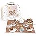 SPEEDY MONKEY Birthday Tea Set for Kids FSC Wooden Pretend Play Tea Party Food Set with Teapot Cups Cake Tea Bag Toddler Girls Imaginative Role Play Kitchen Toy Colorful Gift for Dollhouse - Image 2